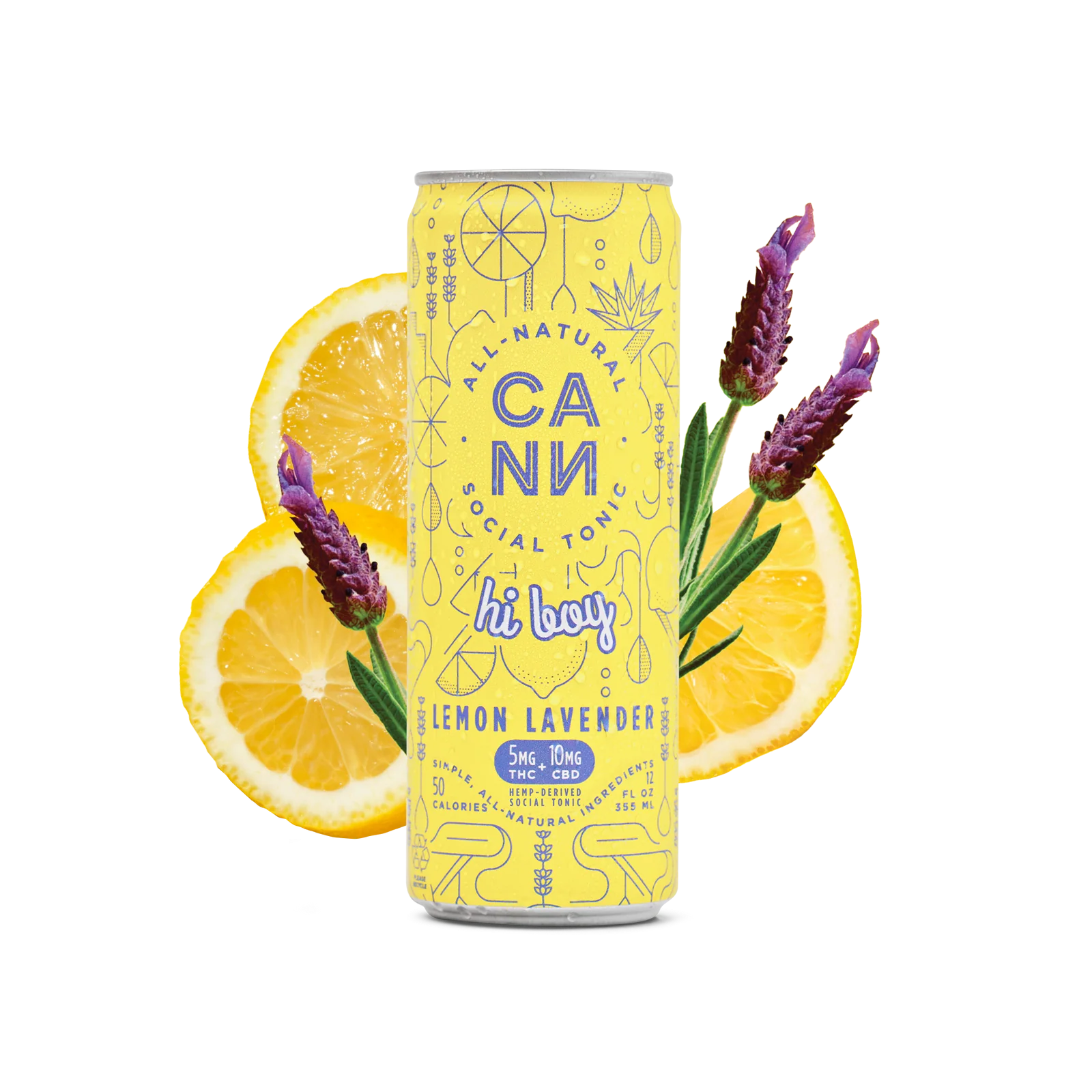 Cann Hi Boy Sparkling Water 12oz 5MG THC + 10MG CBD / Ginger Lemongrass